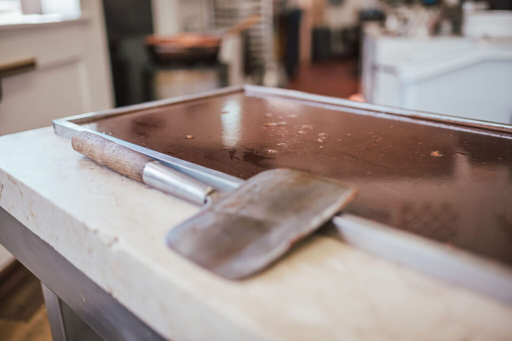 fudge being made at rybas fudge shop